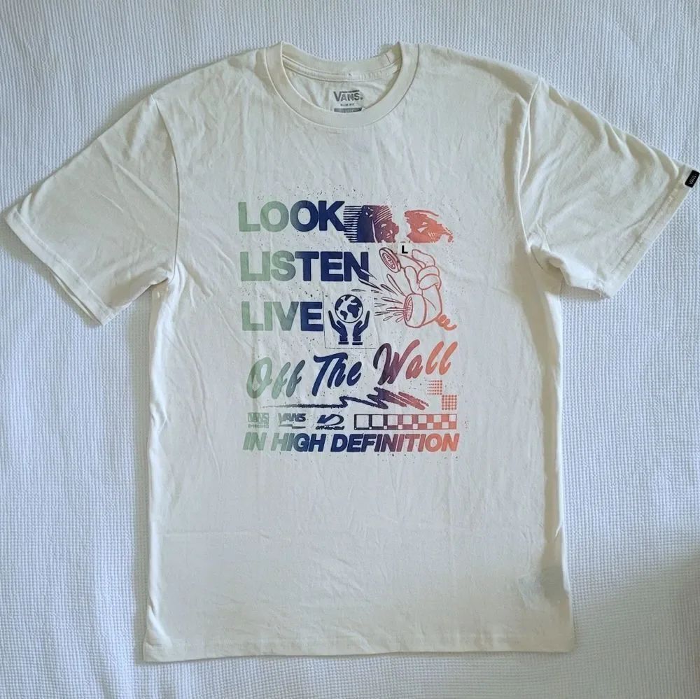 VANS "Look👀 Listen👂Live🤸‍♀️" Slim Fit Graphic Tee👕 - NWT